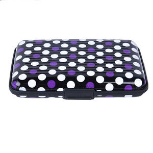 Wallet Credit Card Holder (Polka Dot Purple Black White Aluminum RFID Blocking